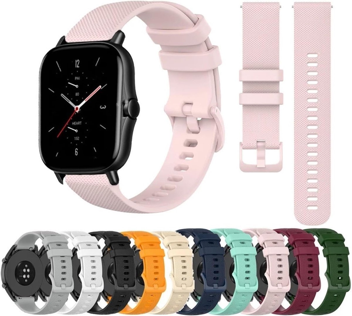 Siliconen Band - Reserve Polsband - Smartwatch Gebruik - Huidvriendelijk Materiaal - 20 mm Breedte - Wijnrood