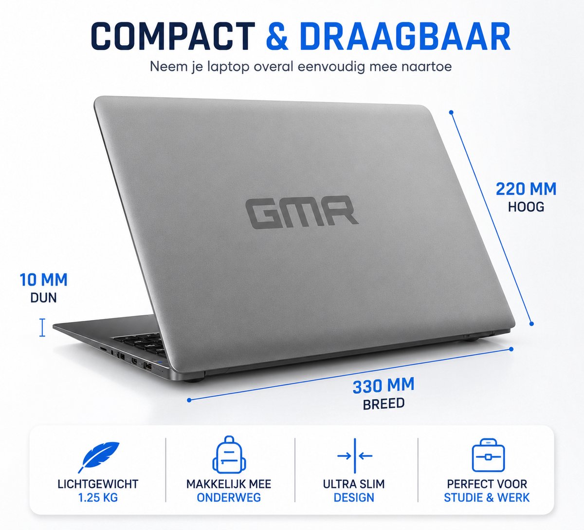 Laptop 14 Inch - Windows 11pro - Intel Celeron N4000 - 6GB RAM - 128GB SSD - GMR Notebook voor Studie, School, Office, Internet, E-mail en Thuiswerken - Studenten Laptop - Compacte Werk Laptop thumbnail 6