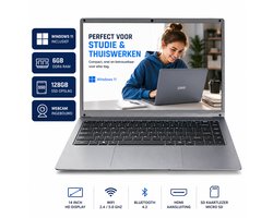 Laptop 14 Inch - Windows 11pro - Intel Celeron N4020 - 6GB RAM - 128GB SSD - GMR Notebook voor Studie, School, Office, Internet, E-mail en Thuiswerken - Studenten Laptop - Compacte Werk Laptop