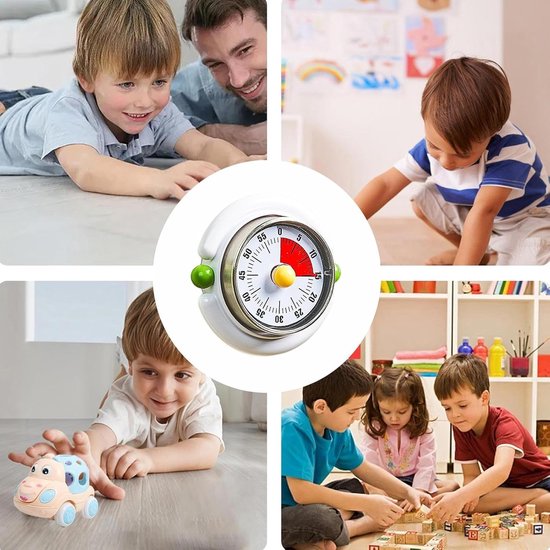 Visuele Tijdtracker - Aftelklok Kinderen - Taak Routines - Mechanisch Ontwerp - 8 x 4 x 8 cm - Wit — afbeelding 3