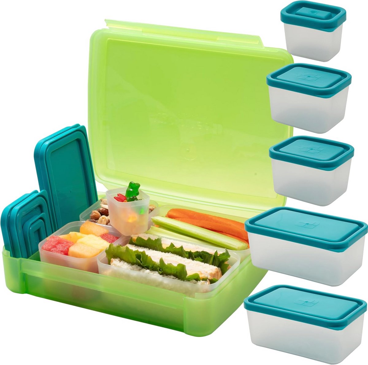 Lekvrije Bento Lunchbox Set met 5 Compartimenten - Stapelbaar & Magnetronbestendig