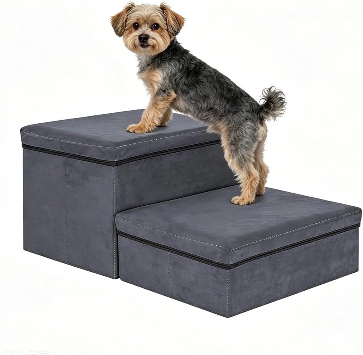 Inklapbare huisdierentrap met opbergruimte en antislip matten, ideaal voor honden en katten, maximaal 50 kg draagvermogen, 2 treden voor bed en bank