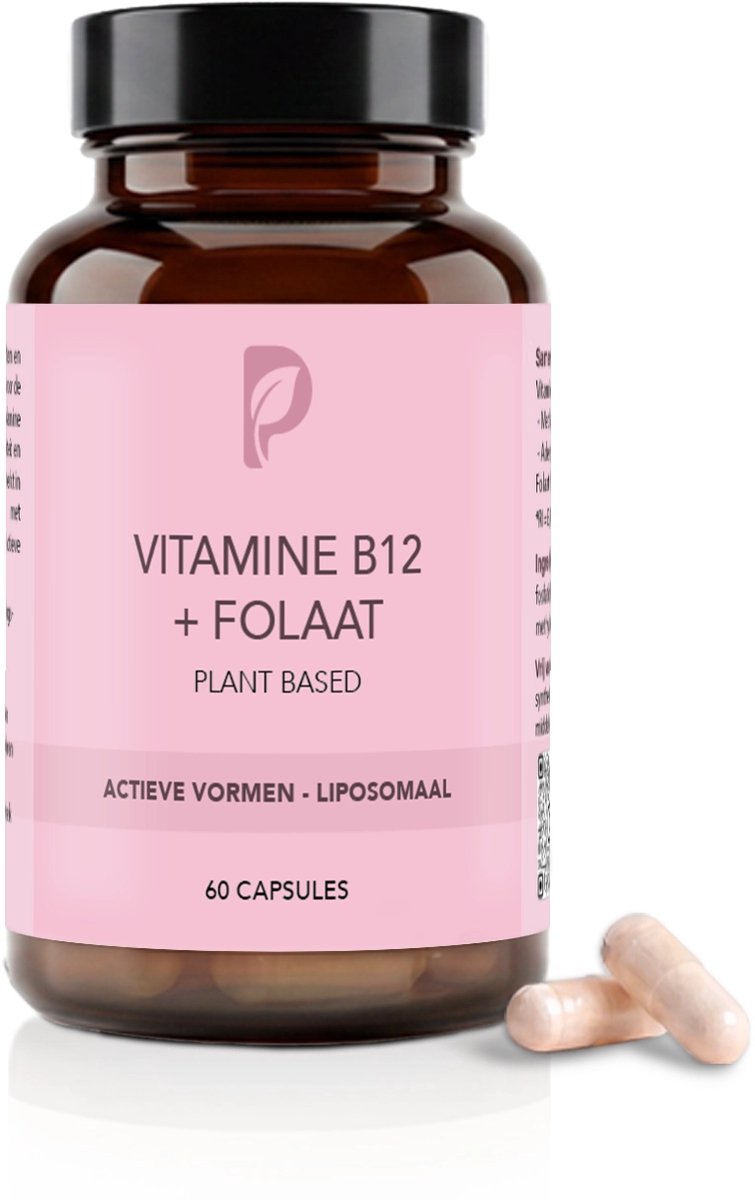 Plant Based Body – Liposomale Vitamine B12 + Folaat (5-MTHF) – Methylcobalamine & Adenosylcobalamine – Verbeterde Opname – Meest biologische actieve vormen van B12 Vitaminen – Ideaal voor Veganisten – 60 Vegan Capsules