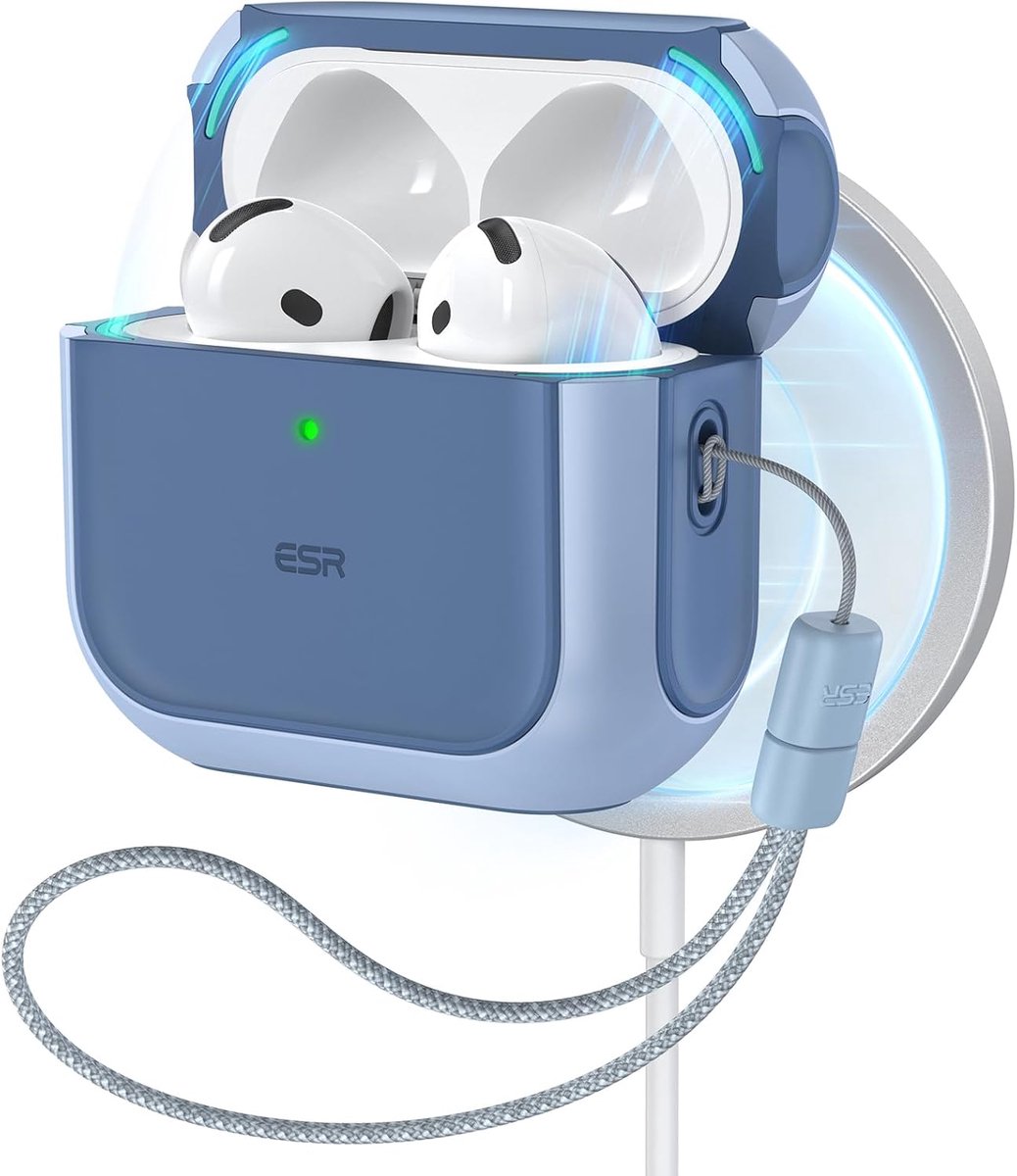 Beschermhoes en Oplaadset voor AirPods 4 (2024) - Blauwe Hybride Valbescherming & MagSafe Oplader