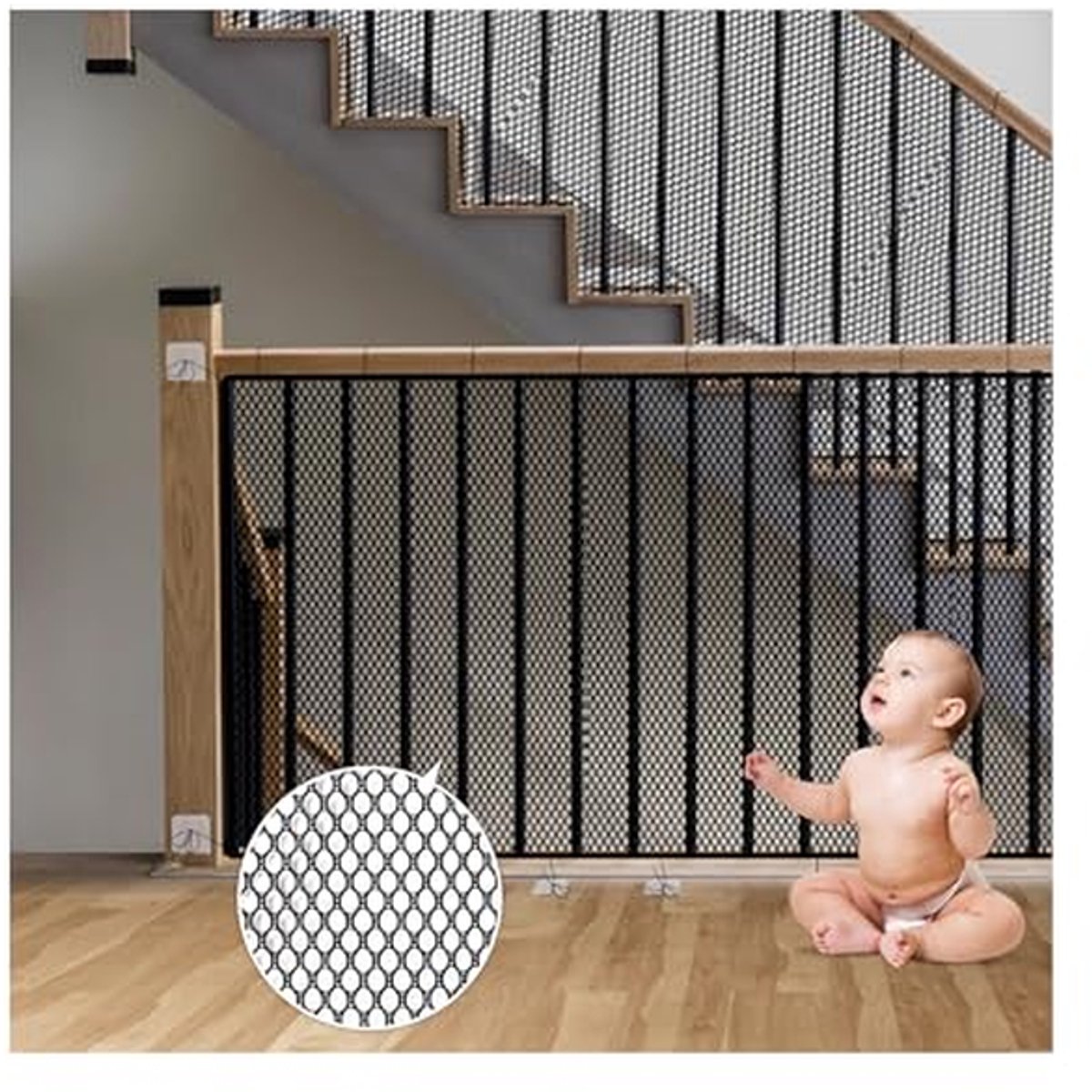 Veiligheidsnet voor Trap en Balkon - Beschermingsnet voor Kinderen en Huisdieren - Zwart 6 x 0,9 Meter