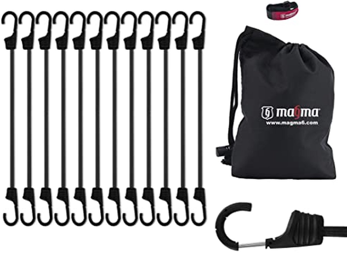 Bungee Koorden Set van 12 - Duurzame Elastische Spanbanden voor Kamperen en Transport | 45cm