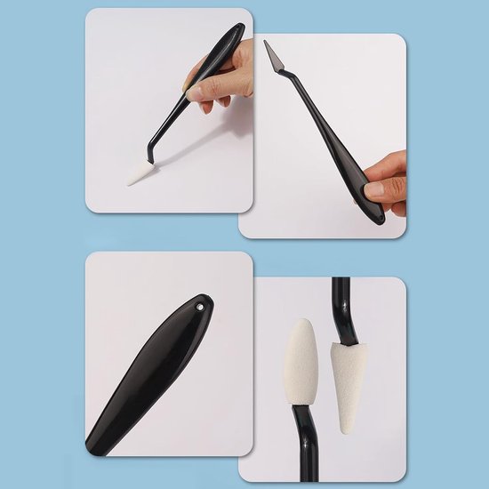 Papierkunst blenders - Veegschrapers mengstronken - Kunstenaar schaduwtechniek - Ergonomisch ontwerp - 20 vervangende koppen - Zwart — afbeelding 5