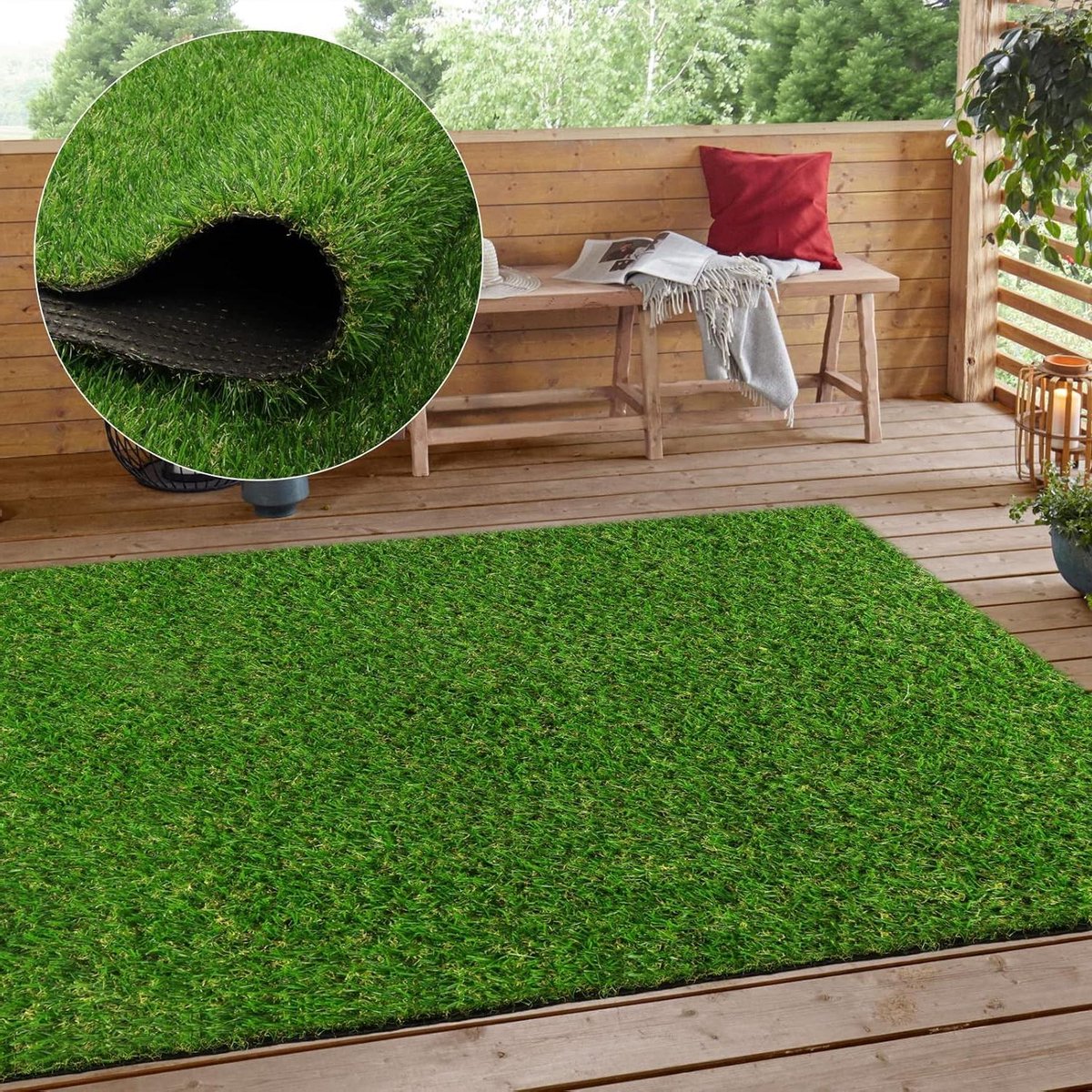 Kunstgras Gazon - Nepgras Tapijt - Tuin Decoratie - Realistisch 4-Tone Gras - 20 mm Hoog - Groen