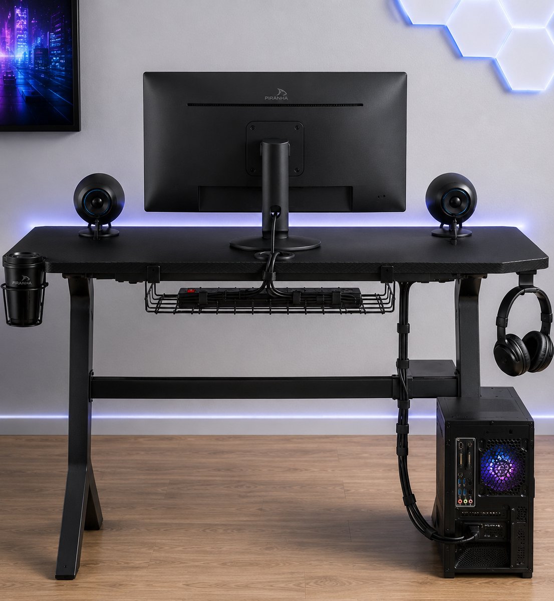 Moderne koolstofvezel computer- en gamebureau - Piranha Furniture Sherman