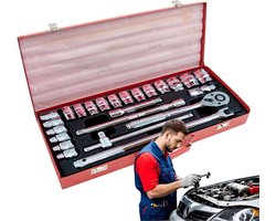 Auto Gereedschapskit - Automotive Tool - Reparaties Onderweg - 24 Delig Chroom Vanadium - Draagbare Koffer - Meerkleurig