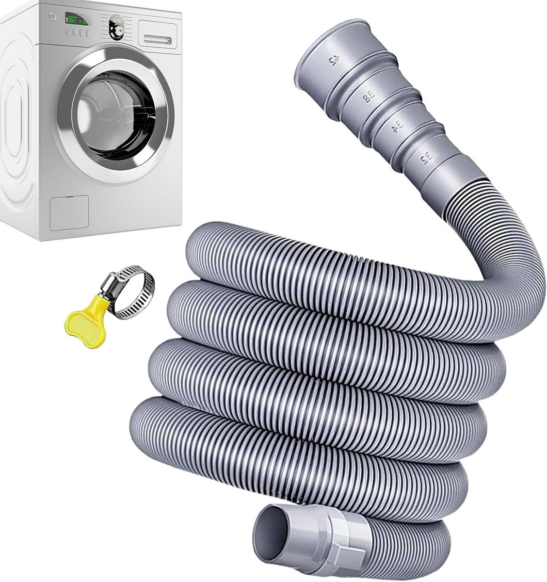 Afvoerslang Caravan - Afvalwaterslang Set - Afvalwater Afvoeren - Verstelbare Adapter - 3 tot 5 Meter - Grijs