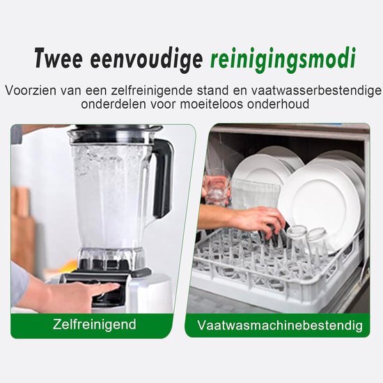 Blender 1500W - Professionele Blender - 2L BPA-Vrije Kan - 8 RVS Messen - Ice Crush & Smoothies van Blender — afbeelding 5