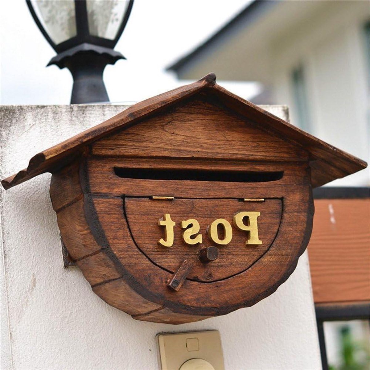 Houten Brievenbus - Postbak - Post Ontvangen - Weerbestendig Ontwerp - 31 cm - Houtkleur