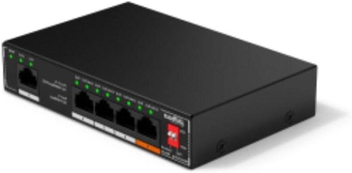Netwerk Switch - Ethernet Hub - Apparaten Verbinden - 4 Poorten PoE - 5 Poorten - Zwart