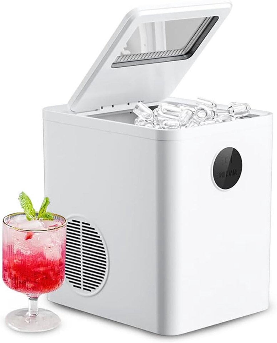 Nugget Ijsmaker - IJsmachine Keuken - Dranken Koelen - Zelfreinigend Compact - 12 kg per dag - Wit