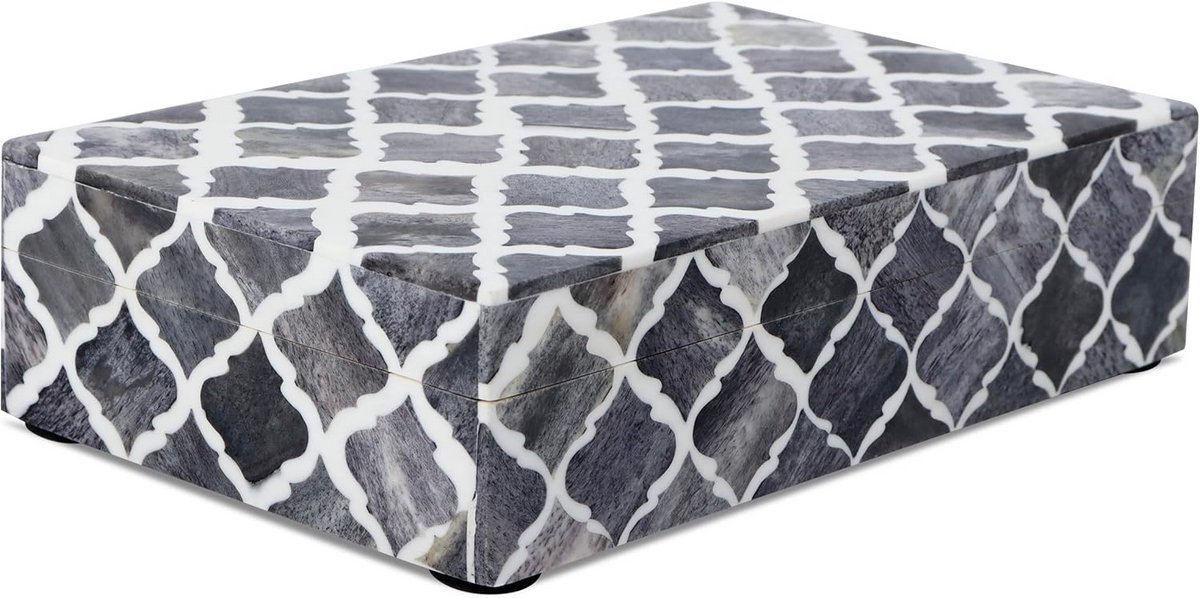 Handicrafts Home Handgemaakte Marokkaans patroon geïnspireerde decoratieve doos - kleine opbergorganizer voor nekkettingen, horloges, geheugenherinneringen - schatkist in boho-stijl, multifunctioneel