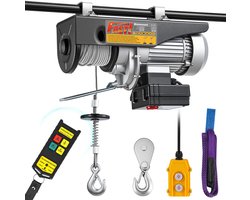Mxmoonant Electric hoist, 200/400 kg, fast type 10/20 m/min, lifting height 6/12 m, wireless and wired operation, 1600 W