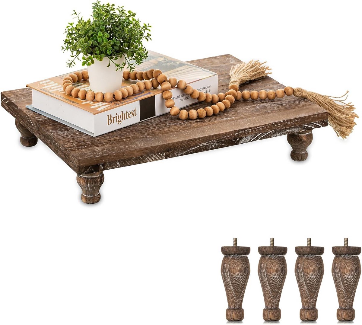 Houten opberg- en presentatietafel met poten - rustieke look voor in huis