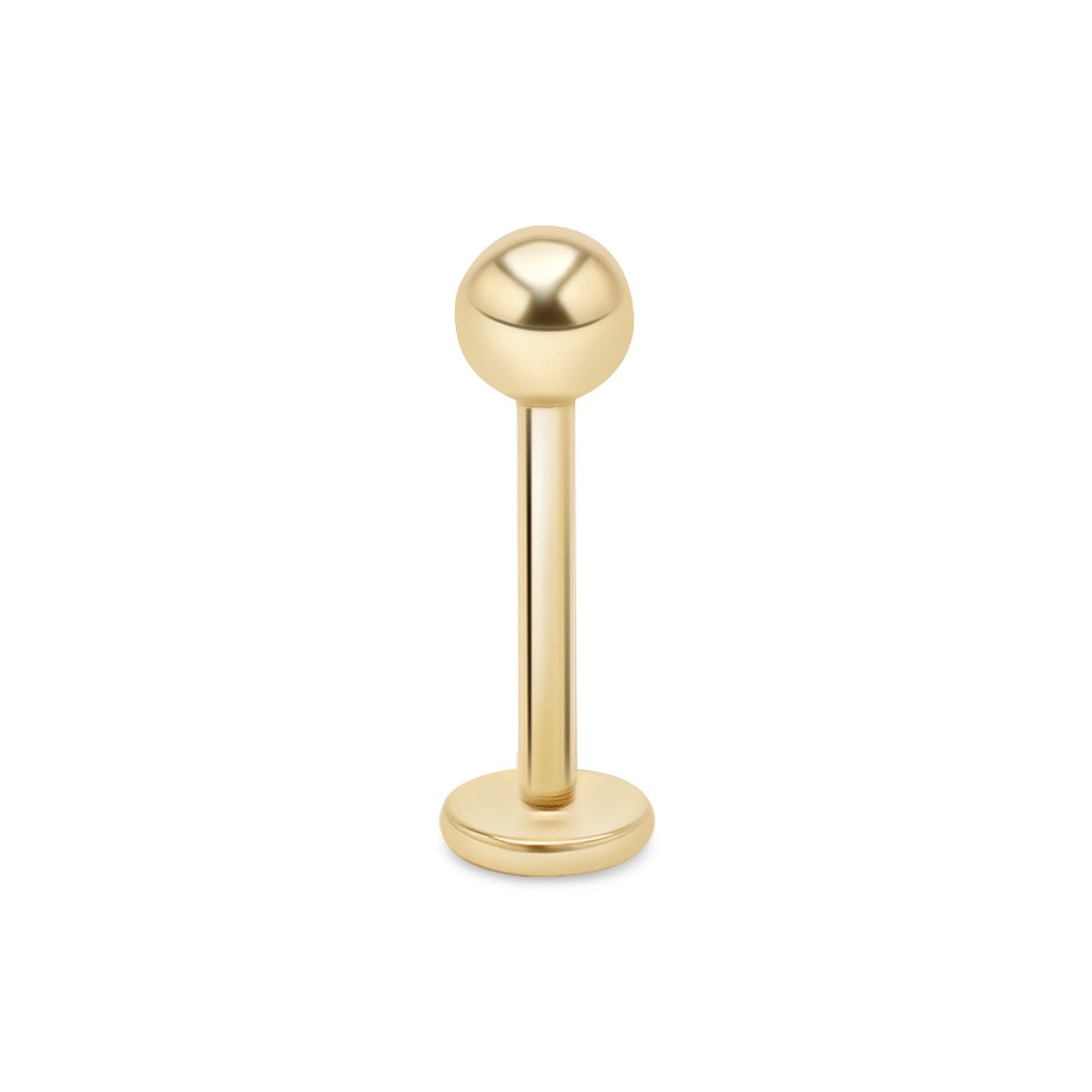 14kt - Geelgouden Labret met Balletje 3 mm - 1,2 mm Staaf Dikte - 6 mm Lengte - 14 Karaat Gouden Labret Piercing - Echt Goud (585) - Inclusief Echtheidscertificaat