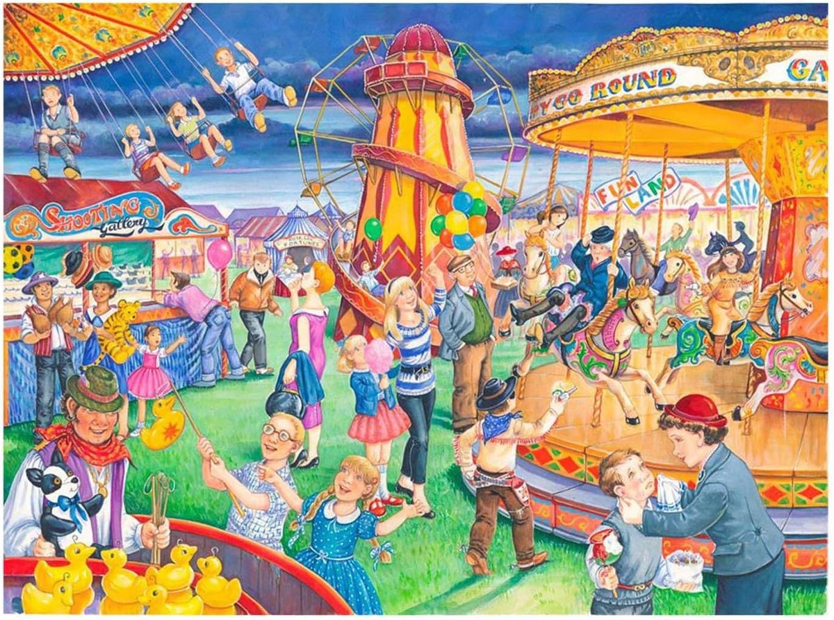 XXL Puzzel 250 Stukjes Kermisattracties - Grote Stukken