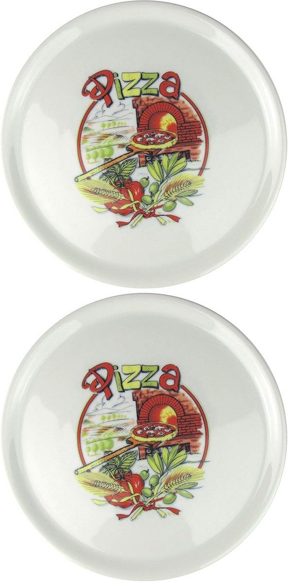 Pizza borden met decor Ø 31 cm - set van 2 stuks