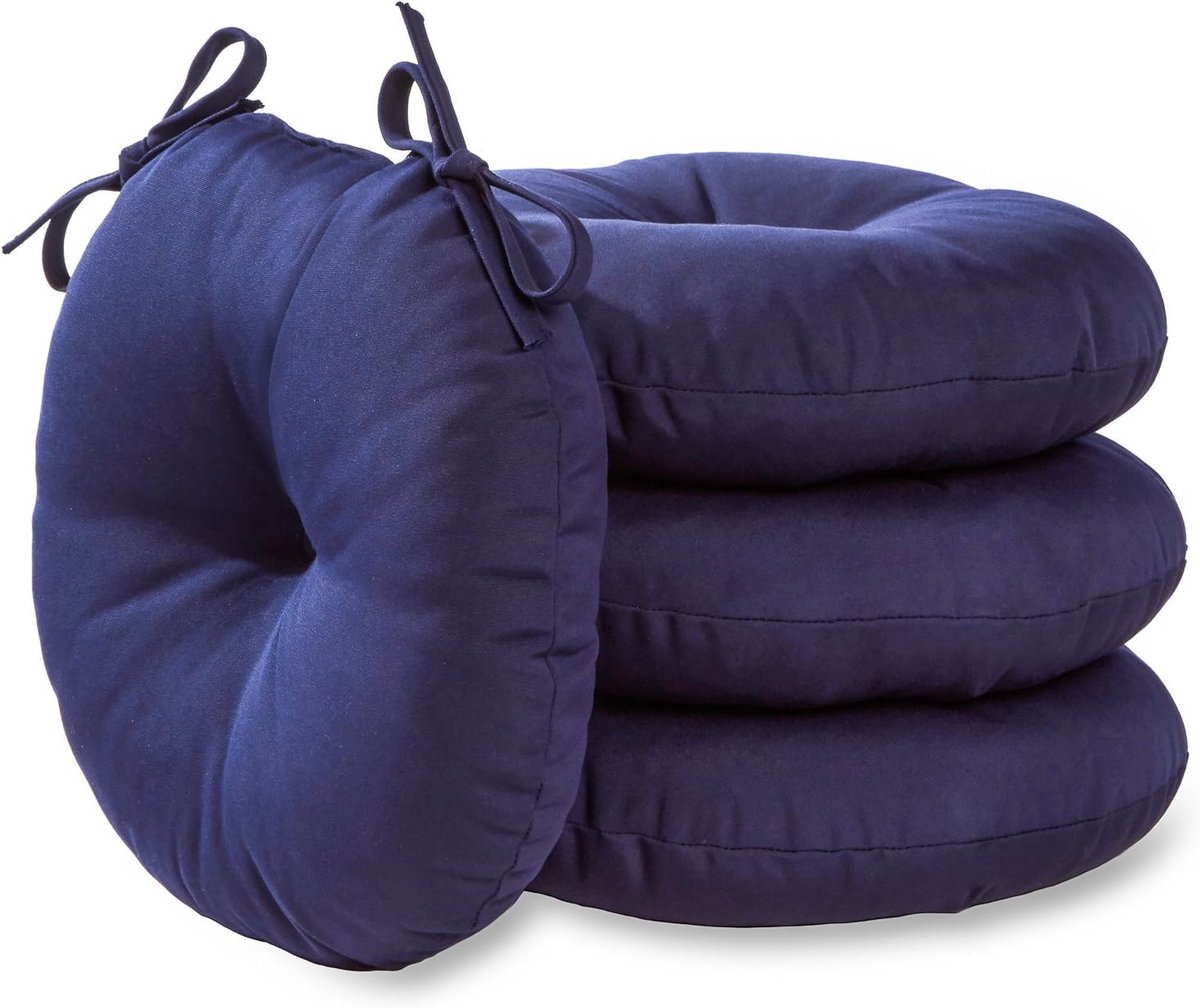 Set van 4 Ronde Buitenstoelkussens Navy Blauw 38 cm Comfortabel en UV-bestendig