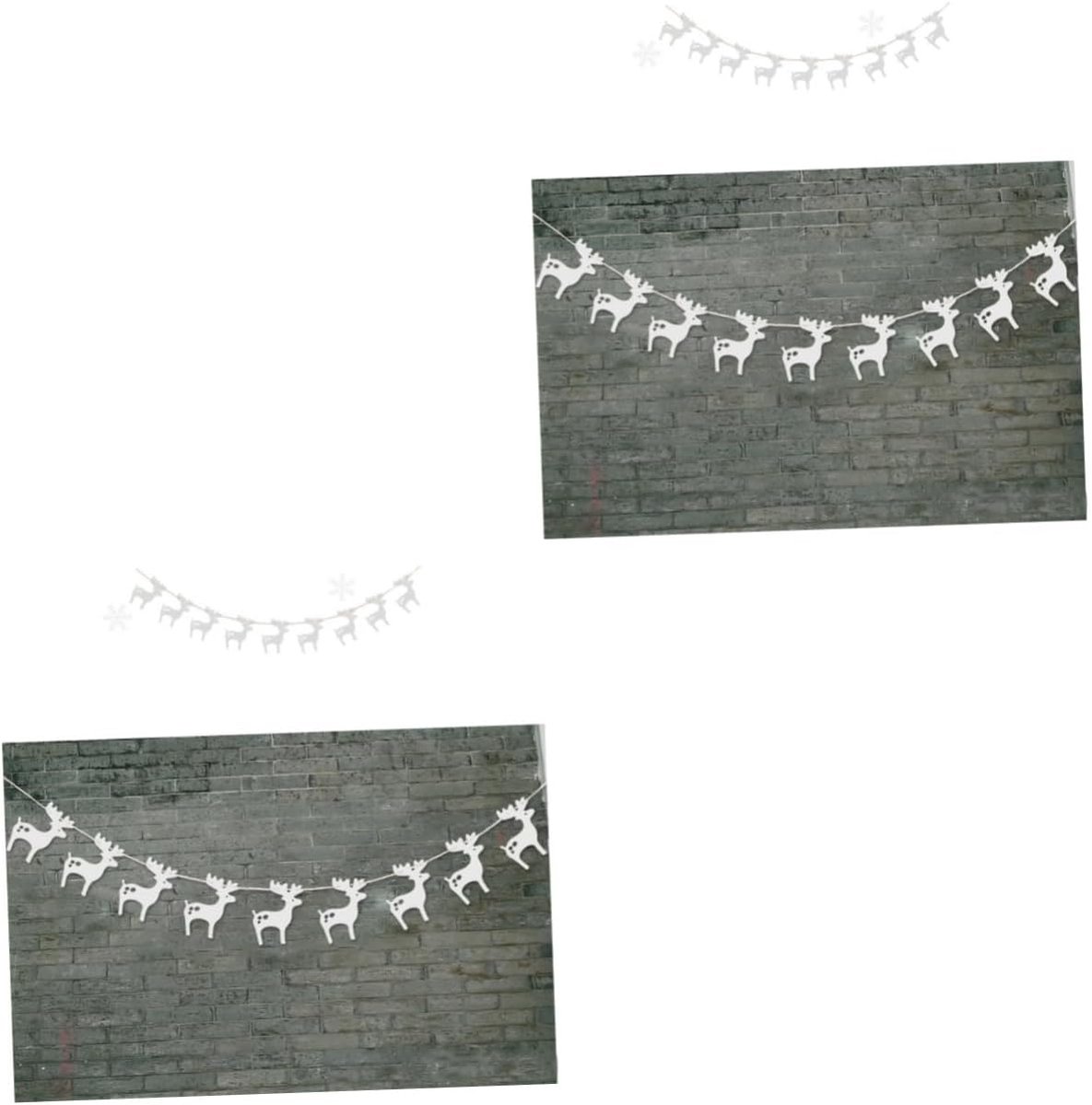 Papieren Slingers - Kerst Guirlande - Feest Versieren - Met Herten Design - 2 Stuks - Zilver – foto 3