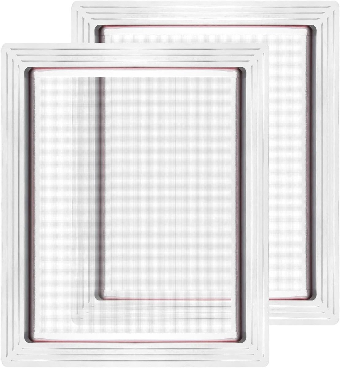 12 x 10 Inch Aluminium Zeefdruk Frames met 110 Wit Mesh - 2 Pack Professionele Zeefdruk Frames voor Creatieve Projecten en Kunstzinnige Toepassingen