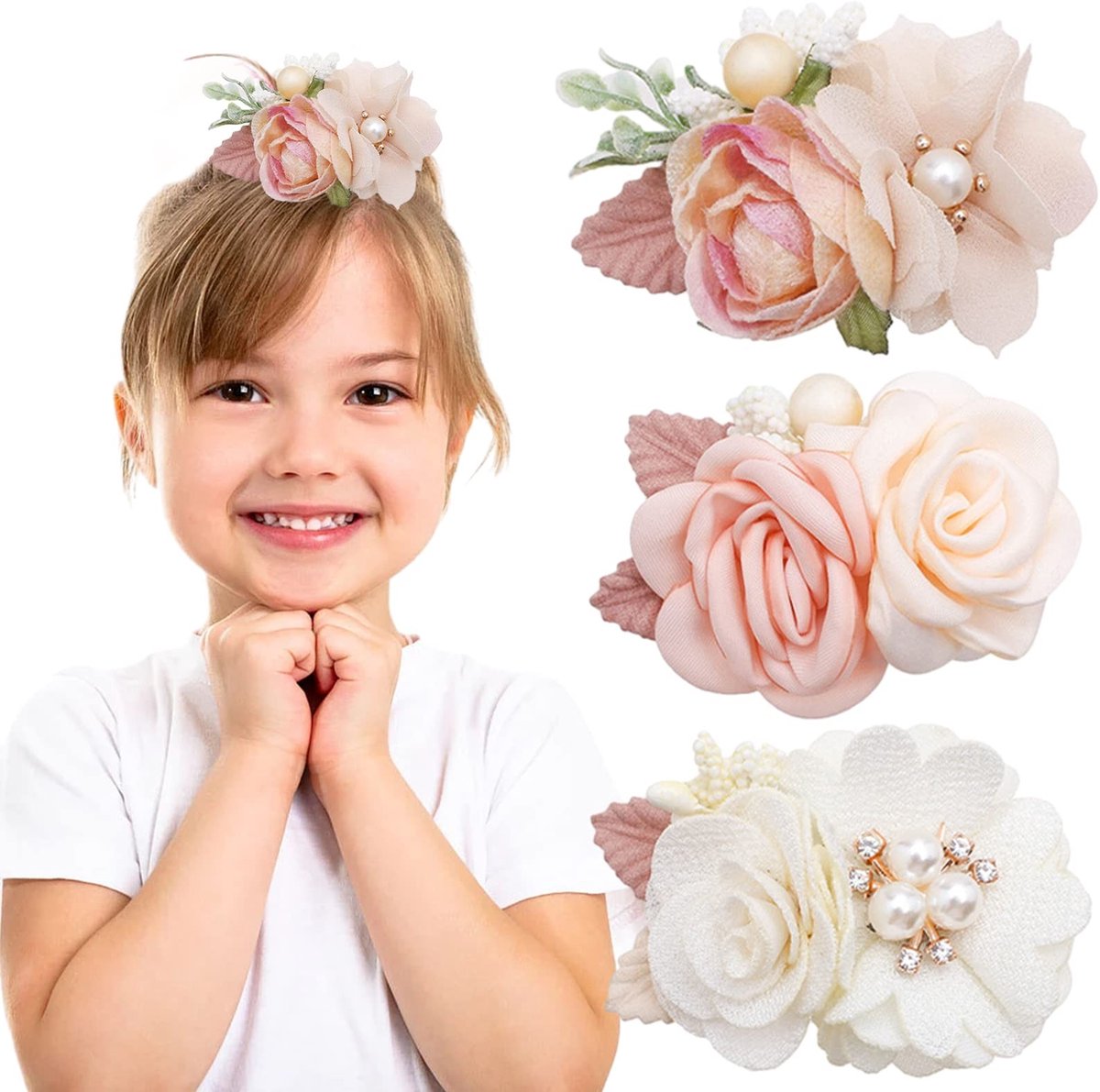 MTTproducts- Haarsieraden Bloemen - Haarspelden Meisjes - Haarspeldjes Baby - Haarspeld Kind - Verjaardagscadeau - 3 Stuks