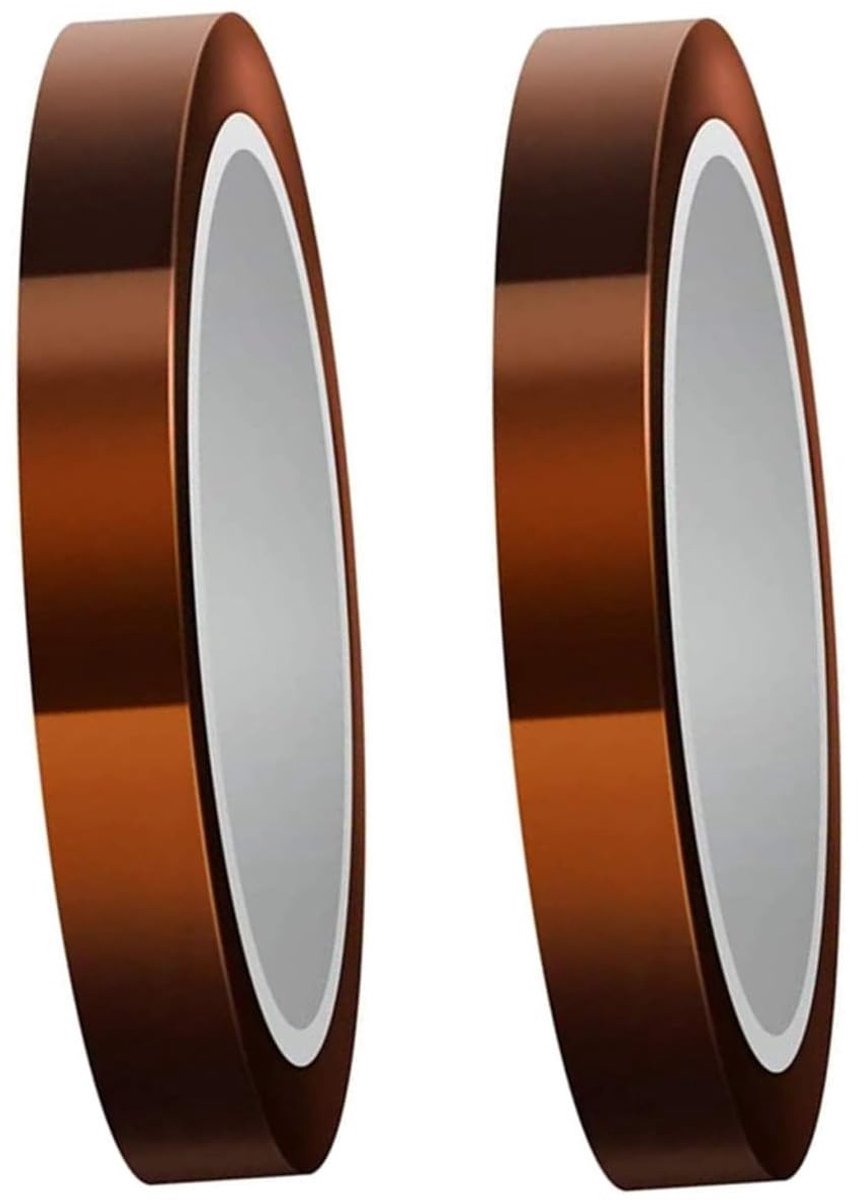 MTTproducts - Kapton Tape - Hoge Temperatuur - Ideaal voor 3D Printen - 10mm breed - Perfect voor Solderen en Isolatie - 2 Rollen