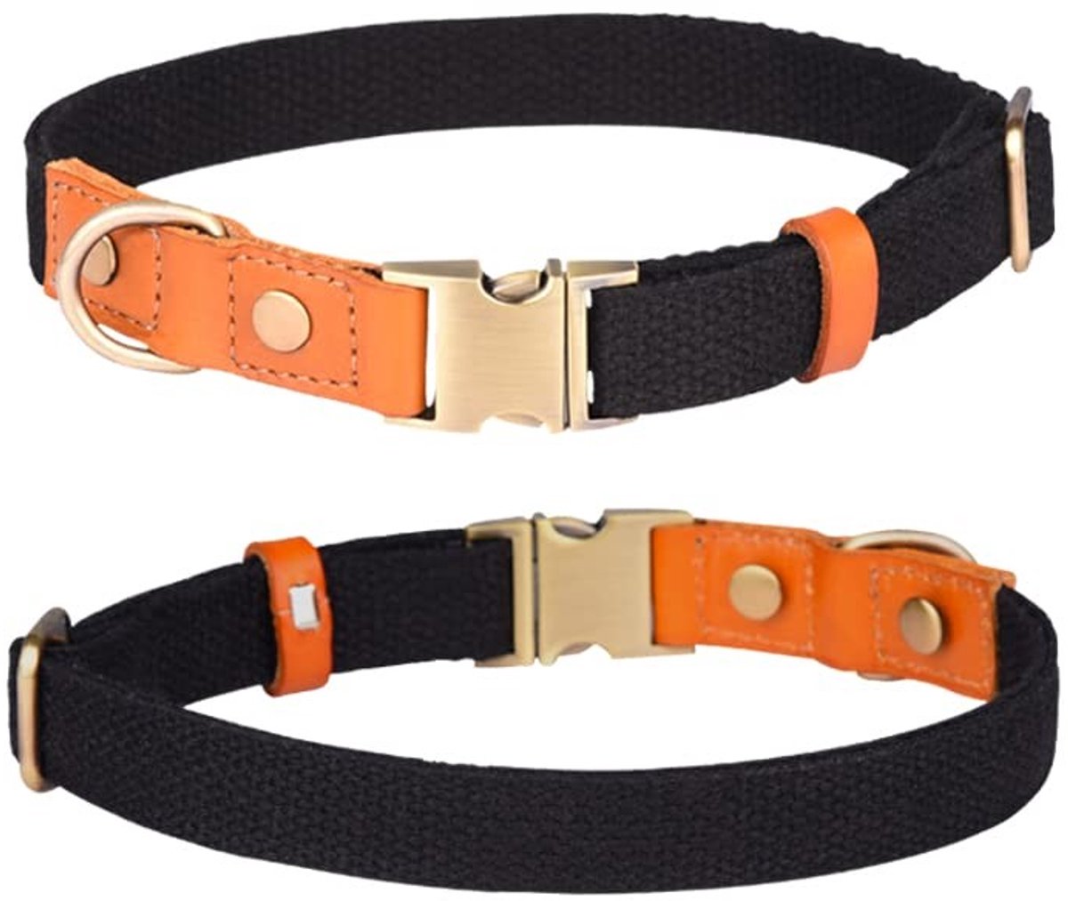 MTTproducts- Halsband Verstelbaar - Nylon/Huisdierhalsband - Roestvrij Stalen Gesp - Lichtgewicht - Ademend - Geschikt voor Nekomvang 38-60 cm - Hondenhalsband