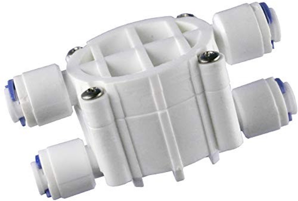 MTTproducts- Uitschakelventiel 4-weg - 1/4 inch aansluiting - Automatisch afsluitventiel - Omgekeerde osmose - Waterfilter systeem - Afmetingen 7,5 x 4,1 x 3,7 cm - Afsluitklep