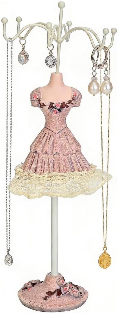 NTH products- Sieradenstandaard Modeljurk - Sieradendisplayhouder - Oorbellenrek - Kettingenhouder - Hars - 21 cm lang - Sieradenrek