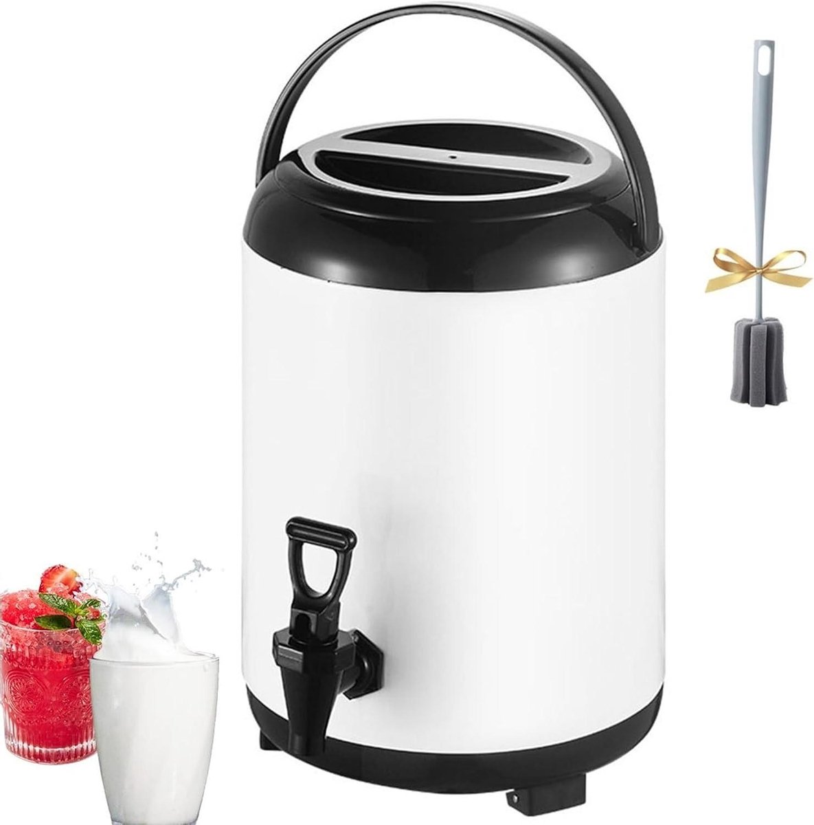 Heetwaterdispenser Met Kraan Roestvrij Staal Heet- En Koudwaterdispenser Grote Capaciteit Thee Warmwaterkruik 6L/8L/10L/12L Voor Café, Kantoor, Thuis, Buiten, Tuinen, Kamperen/Wit/10L