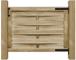 Tuinhek - Tuinpoort - 100x75 cm - Massief Grenenhout - Groen Geïmpregneerd - Weerbestendig & Duurzaam - Rustiek Houten Hekwerk