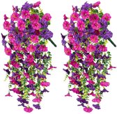 2 Stuks kunstherfstbloemen - 75CM - Kunstplant - Hangplant Kunstplanten - Nep planten - Planten voor buiten - Nepplanten Kunst plant - Kunstbloemen - UV-bestendig - Nep herfsthangbloemen - Petunia's voor veranda, patio, tuin, balkon, herfstdecoratie