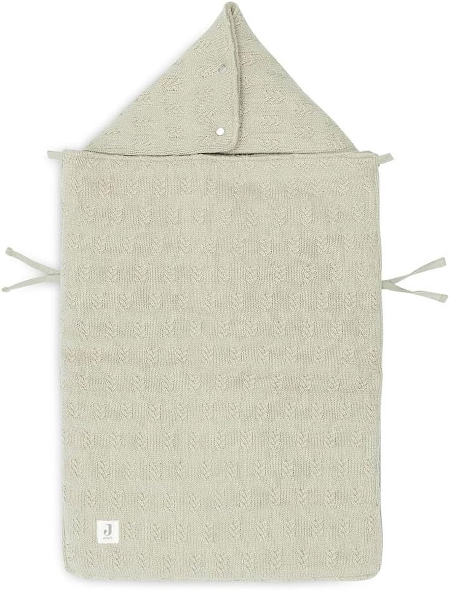 Jollein Footmuff Grain Knit - Voetenzak voor Maxi Cosi en Kinderwagen - Gebreid Patroon en Fleece Voering - Voor 3- en 5-Puntsgordel - Olive Green – foto 4