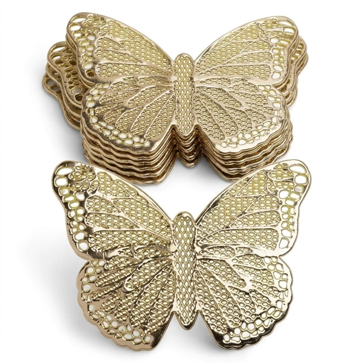 Onderzetters voor Glazen - 8 Stuks - Herbruikbaar - PVC - Gouden Metallic - Vlindervorm - Bescherming Tegen Vlekken - Glasonderzetters