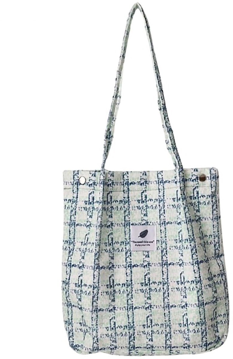 Cosensi- Tote Bag Groot Capaciteit - Canvas/Corduroy - Dames Schoudertas - Herbruikbare Handtas - Leopardprint - 34 x 30 cm