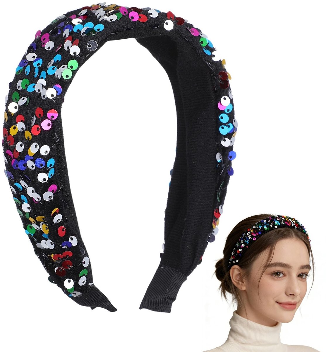 Cosensi- Haarband Dames Pailletten - Elegante Hoofdband - Haaraccessoire voor Feesten - Kleurrijke Haarband - Ideaal voor Bruiloften - Zacht en Glanzend