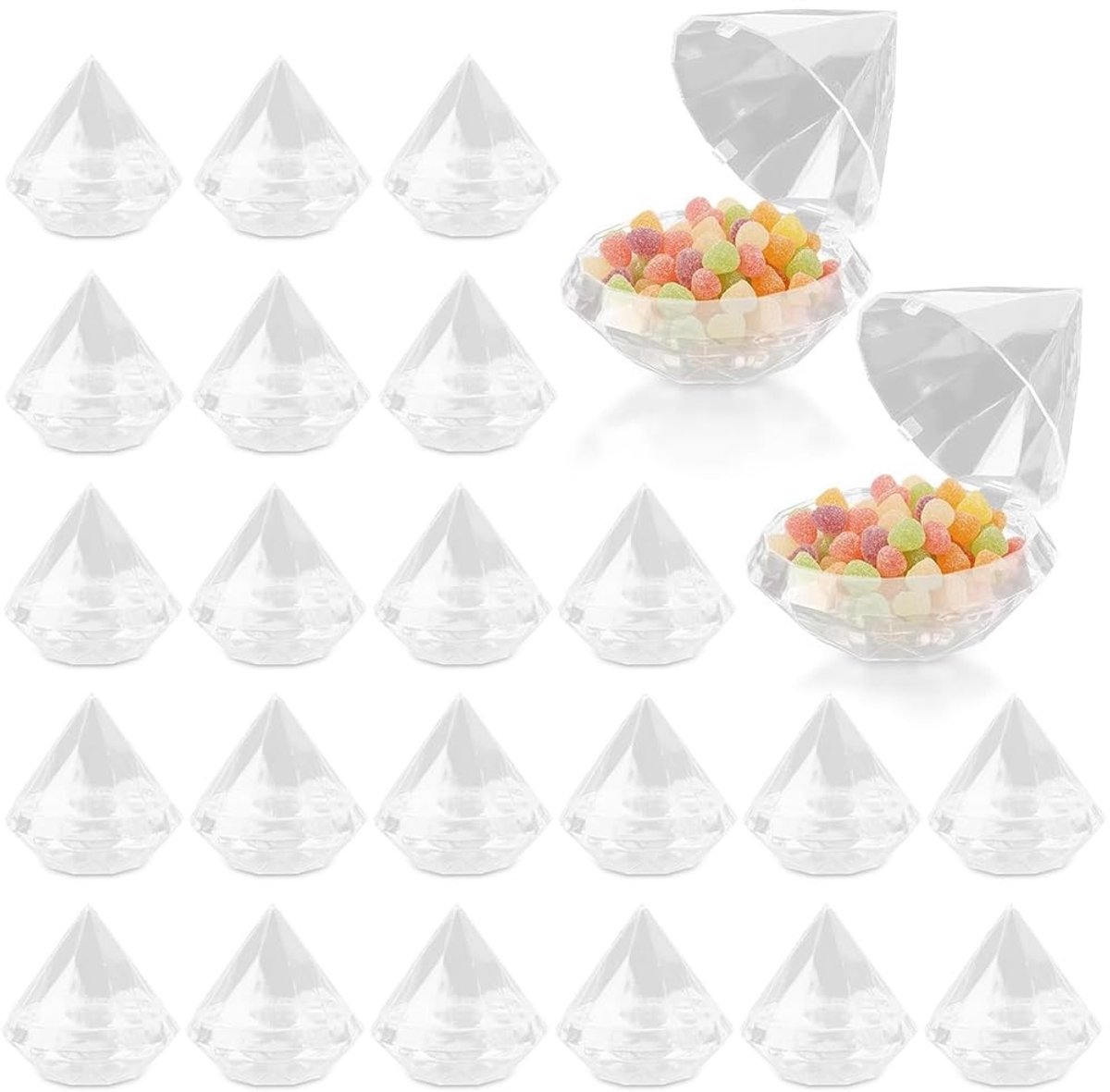 Cosensi- Candybox - 24 Stuks - Diamantvormig - Decoratief - Multifunctioneel - Transparant - Geschikt voor Feesten - Opbergdoos