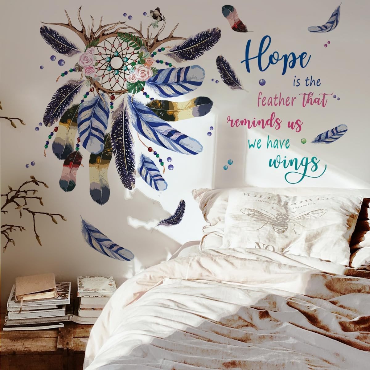 Cosensi- Muurstickers Boho Dream Catcher - Muurdecoratie Slaapkamer - Verwijderbaar Vinyl - Wanddecoratie Meisjes - Zelfklevend - Citaten Decor