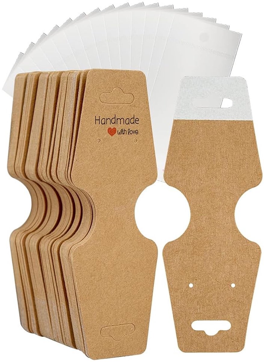 Cosensi- Display Kaarten 100 Stuks - Sieraden Display Kaarten - Ziplock Zakken - Zelfklevende Verpakking - Gepersonaliseerde Opknoping - Organiseren van Sieraden - Sieradenkaarten