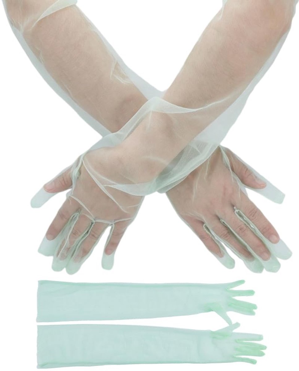 Cosensi- Bruiloftshandschoenen 2 Paar - Lange Handschoenen - Tule - Netmouwen - Ellebooglengte - Feestkostuums - Bruiloftsbenodigdheden - Trouwhandschoenen