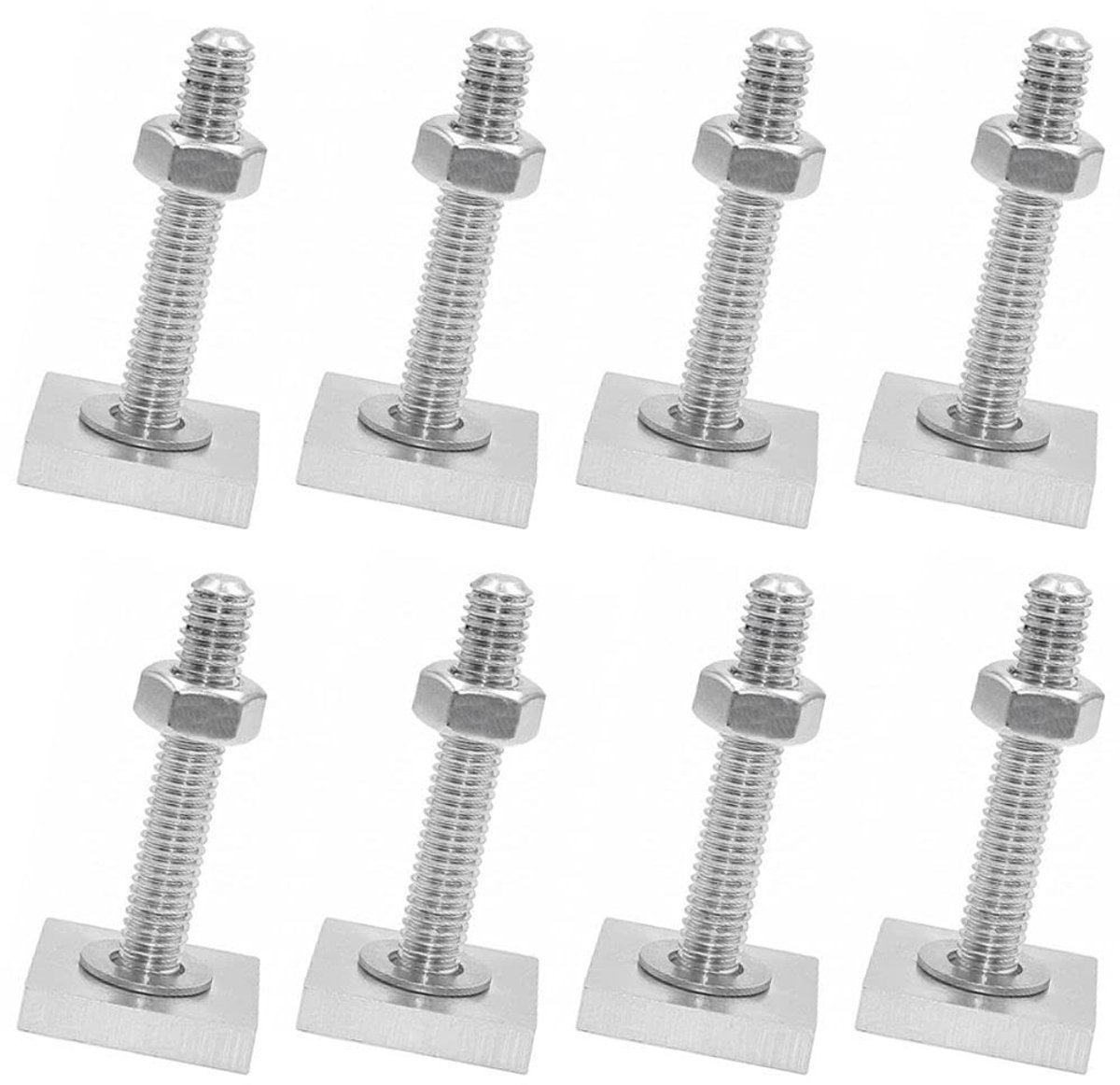 Cosensi - Stainless Steel Bolts - M6 T-Slot - Sterke bevestiging - Zilver - T-Plier Tool Adapter - Geschikt voor dakdragers - 8 stuks