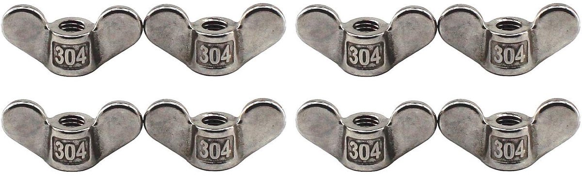 Cosensi- Vleugelmoer M8 - 304 Roestvrij Staal - Bevestigingsmiddelen - DIY Hardware - Set van 8 - Antiroest en Corrosiebestendig - Moer