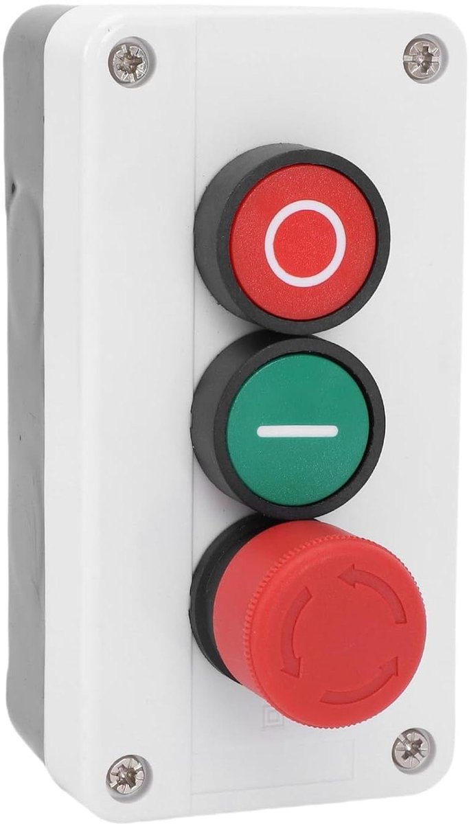 Noodstop Drukknopschakelaar - Paddestoel Schakelaar - Industriële Bediening - IP65 Waterdicht - 135 x 68 x 50 mm - Zwart