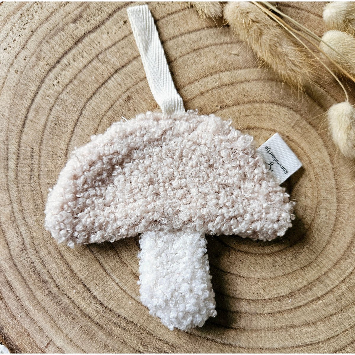Rammelaartje - Speendoekje - Beige - Wit - Paddestoel - Handgemaakt - Teddystof