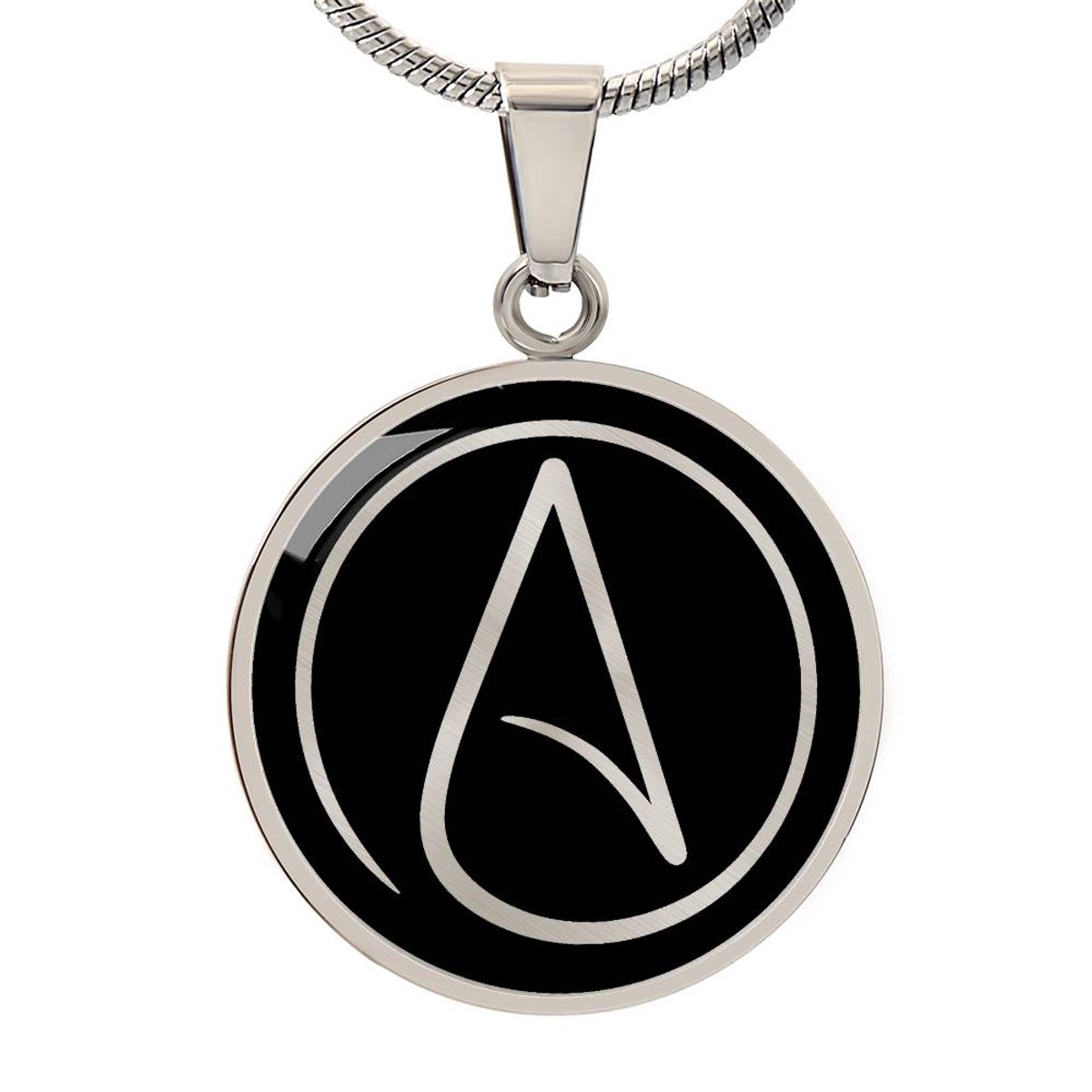 Symbolic Gifts - Atheïsme Ketting Zilver Kleurig Waterproof Atheism Hanger - Premium Stainless Steel - Sieraad Cadeau - Verstelbaar 45 - 56 cm
