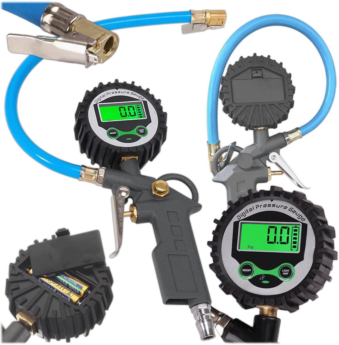 Digitale Luchtdrukmeter - Bandenspanningsmeter - Banden Oppompen - Automatische Drukinstelling - 0-16 Bar - Metaal